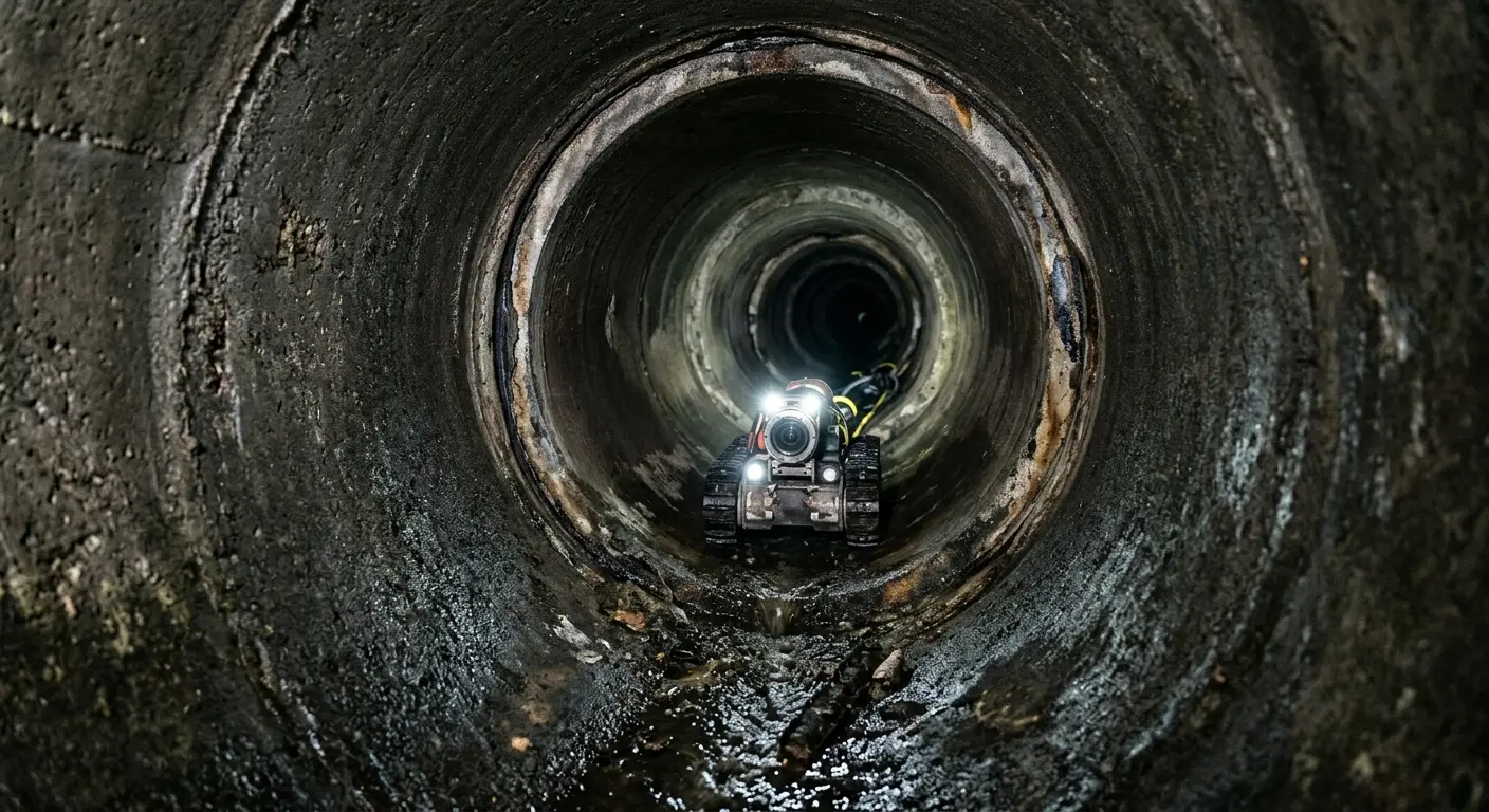 Robotic sewer camera inspecting pipe interior for Sewer Line Repair in Laplace